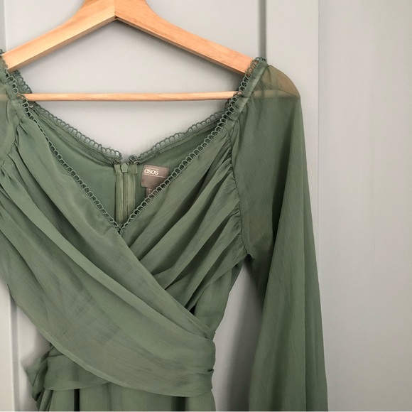ASOS Dresses & Skirts - ASOS Mint Green Sheer Wrap Mini Dress